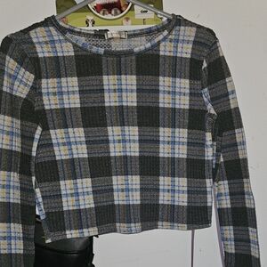 Plaid Women's Sweater - Black, Blue, Yellow